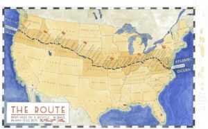 Map of Louis Anderson's bike ride from the Pacific to the Atlantic