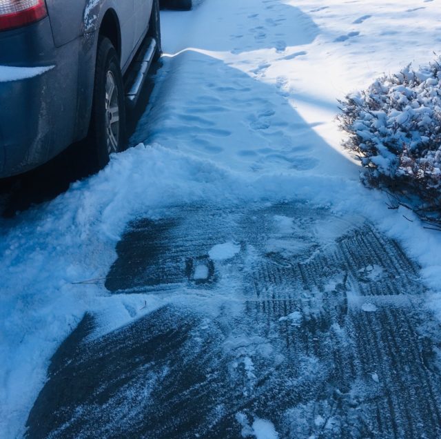 When it snows, some people don't shovel until noon or the next day or never—hey, that's my sidewalk!