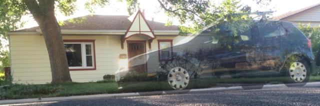 house, transparent car