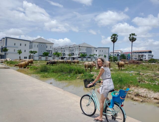 Adrienne on bicycle