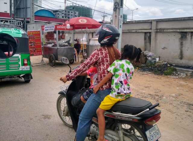 Family on motorcycle